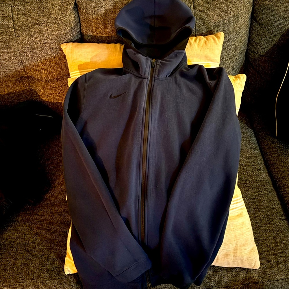 Nike dri fit zip up hoodie - blue M large